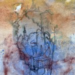 Jiná Duha / Another Rainbow Drawing – Forest castle natural pigments, handmade paper, ink drawing přírodní pigmenty, ruční papír, kresba