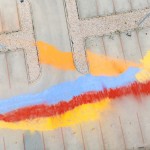Another Rainbow site-specific installation / spatial painting, mineral pigments, Mladá Boleslav, Czech Republic, 2026 Jiná Duha site-specific instalace / prostorová malba, minerální pigmenty, Mladá Boleslav, Česká republika, 2026