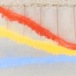 Another Rainbow site-specific installation / spatial painting, mineral pigments, Mladá Boleslav, Czech Republic, 2026 Jiná Duha site-specific instalace / prostorová malba, minerální pigmenty, Mladá Boleslav, Česká republika, 2026