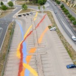 Another Rainbow site-specific installation / spatial painting, mineral pigments, Mladá Boleslav, Czech Republic, 2026 Jiná Duha site-specific instalace / prostorová malba, minerální pigmenty, Mladá Boleslav, Česká republika, 2026