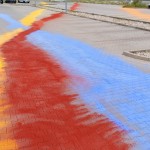 Another Rainbow site-specific installation / spatial painting, mineral pigments, Mladá Boleslav, Czech Republic, 2026 Jiná Duha site-specific instalace / prostorová malba, minerální pigmenty, Mladá Boleslav, Česká republika, 2026