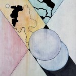 Action At The Distance I. - V. 41.5 × 30 cm, painting and drawing on paper Působení na dálku I. - V. 41,5 cm x 30 cm, malba a kresba na papíru