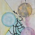 Action At The Distance I. - V. 41.5 × 30 cm, painting and drawing on paper Působení na dálku I. - V. 41,5 cm x 30 cm, malba a kresba na papíru