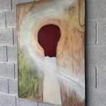 Another Rainbow series of 5 paintings on old canvases, 100 cm x 81 cm, acrylic, oil on canvas, texture, 2026 Jiná Duha série 5 obrazů na starých plátnech, 100 cm x 81 cm, akryl, olej na plátně, struktura, 2026