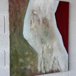 Another Rainbow series of 5 paintings on old canvases, 100 cm x 81 cm, acrylic, oil on canvas, texture, 2026 Jiná Duha série 5 obrazů na starých plátnech, 100 cm x 81 cm, akryl, olej na plátně, struktura, 2026
