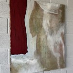 Another Rainbow series of 5 paintings on old canvases, 100 cm x 81 cm, acrylic, oil on canvas, texture, 2026 Jiná Duha série 5 obrazů na starých plátnech, 100 cm x 81 cm, akryl, olej na plátně, struktura, 2026