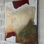 Another Rainbow series of 5 paintings on old canvases, 100 cm x 81 cm, acrylic, oil on canvas, texture, 2026 Jiná Duha série 5 obrazů na starých plátnech, 100 cm x 81 cm, akryl, olej na plátně, struktura, 2026