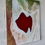 Another Rainbow series of 5 paintings on old canvases, 100 cm x 81 cm, acrylic, oil on canvas, texture, 2026 Jiná Duha série 5 obrazů na starých plátnech, 100 cm x 81 cm, akryl, olej na plátně, struktura, 2026
